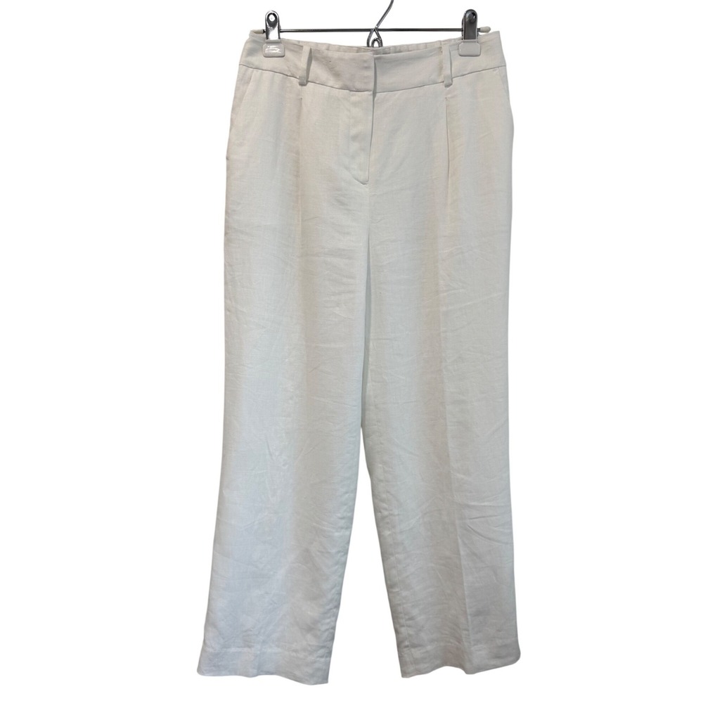 Talbots‎ White 100% Linen Bristol Crop Pants Womens Size 4 Elastic Back
